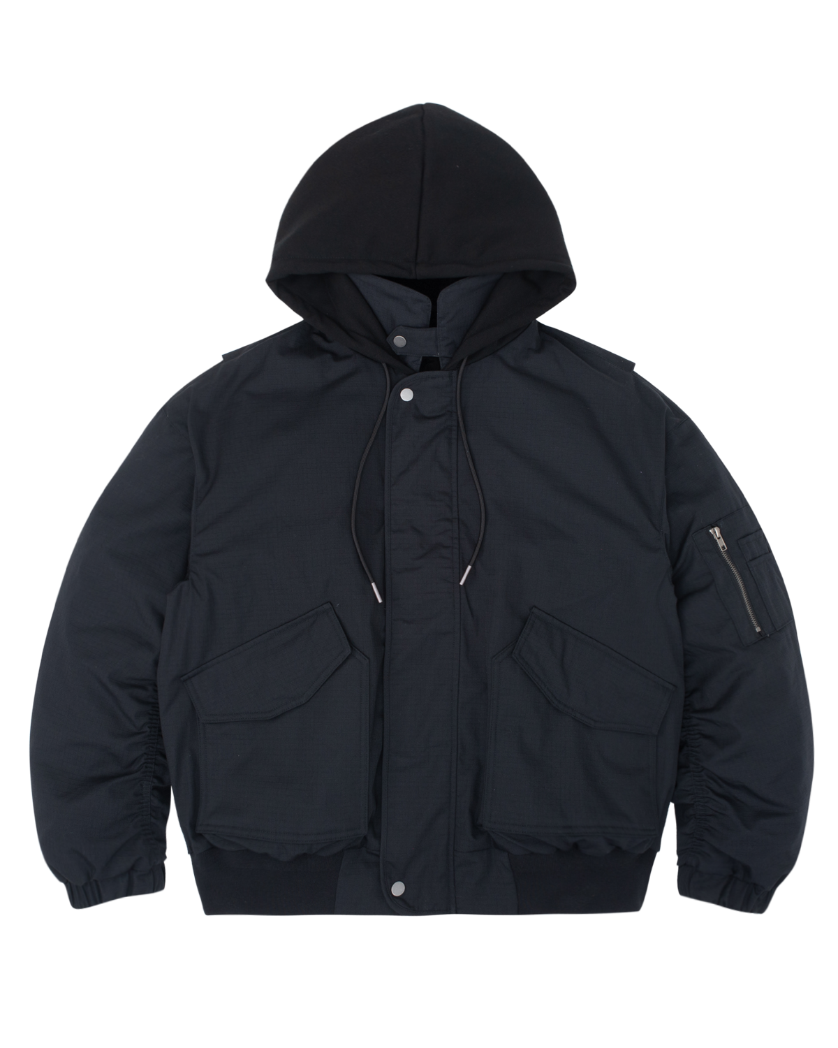 Down bomber sales jacket with hood