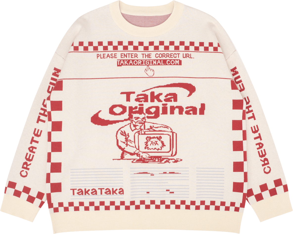 TAKA Original Moody Bob mosaic checkboard knit jumper red