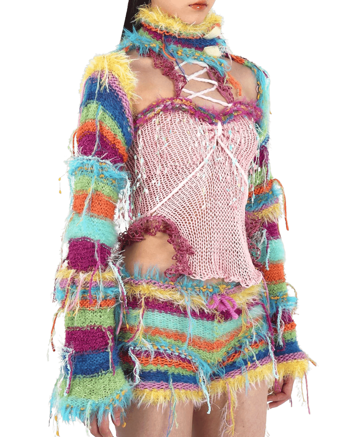 JUEJUEWORKS Rainbow Slice Long Sleeve Knit Shrug – TAKA ORIGINAL 