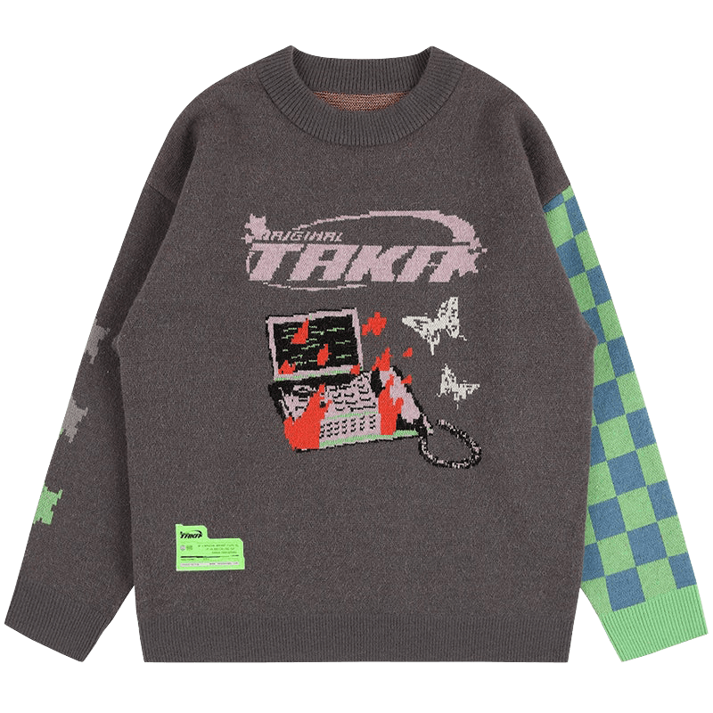 TAKA Original [ Eternet 001] Cyberweb checkboard knit jumper | 100% cotton  gender free sizes | vaporwave atheistic streetwear | – TAKA ORIGINAL LIMITED