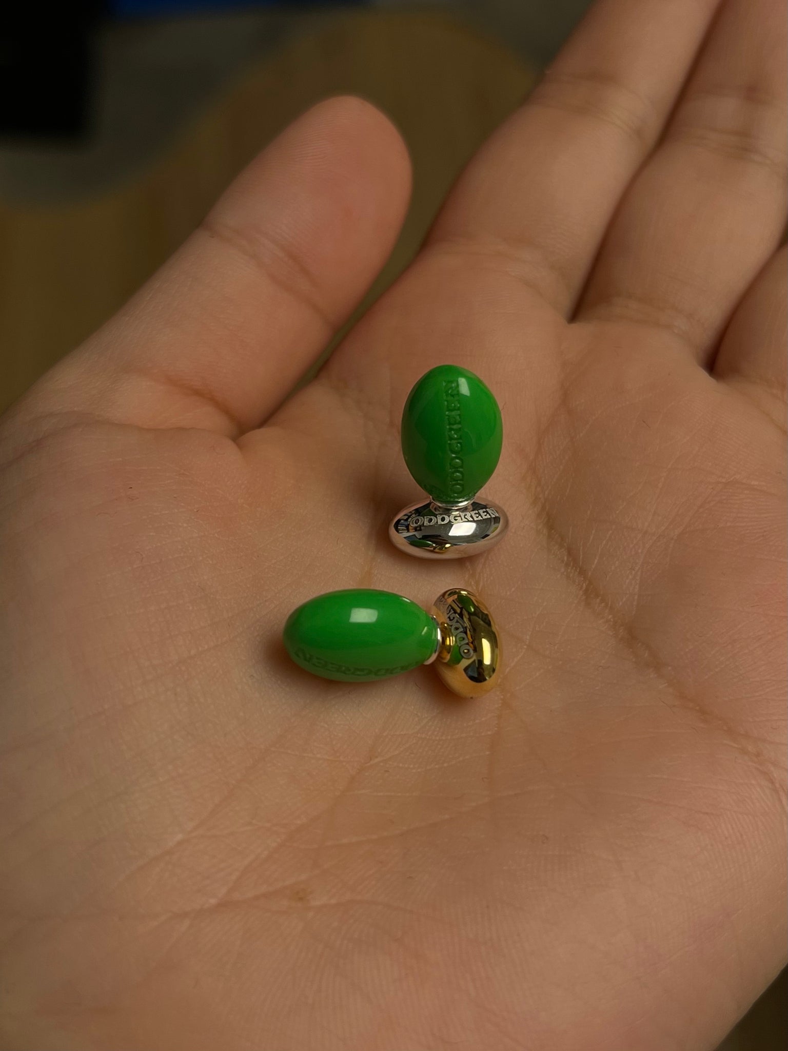 ODDGREEN Jade dreams stud earring gold beans