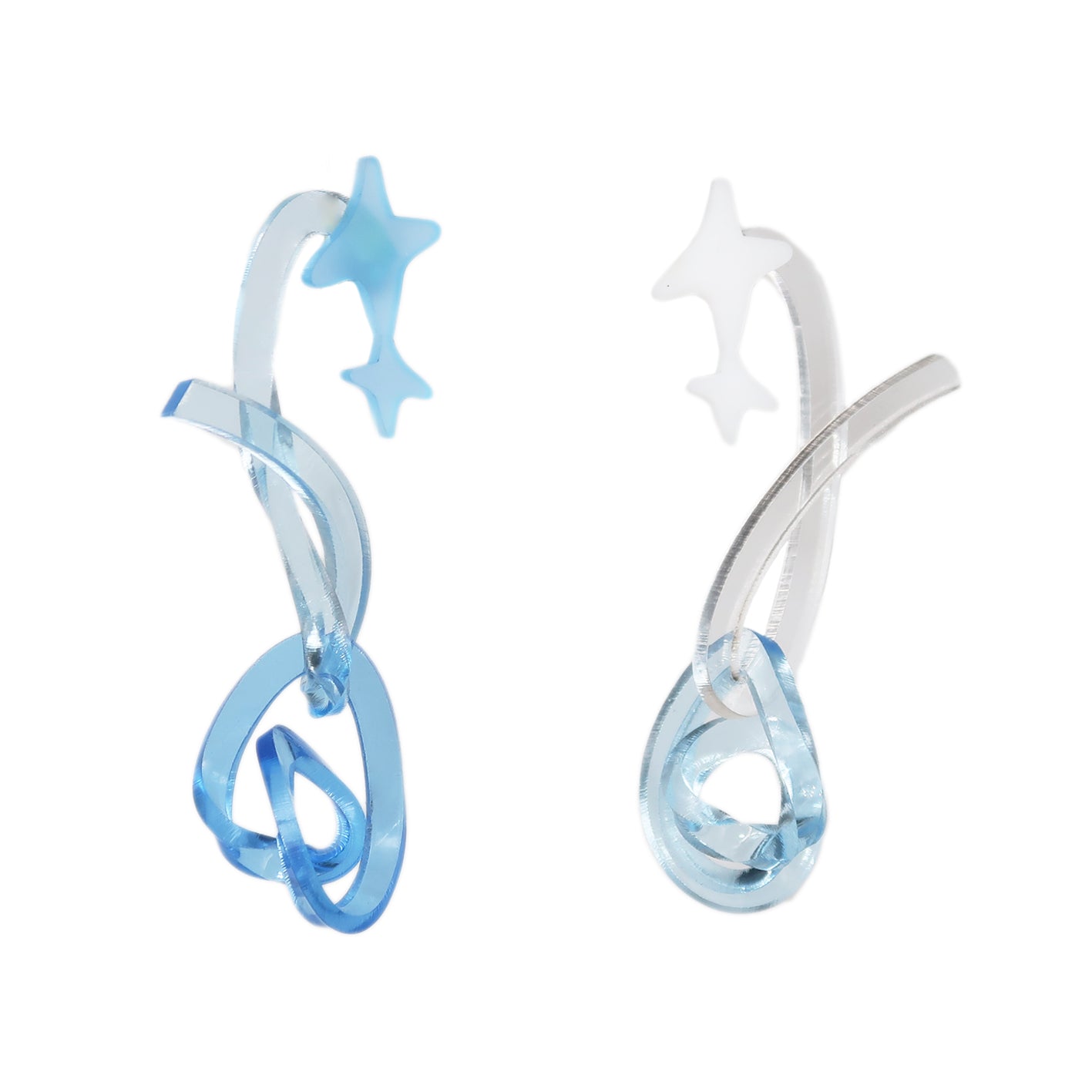 ODDGREEN 3D Printed icy blue star earring