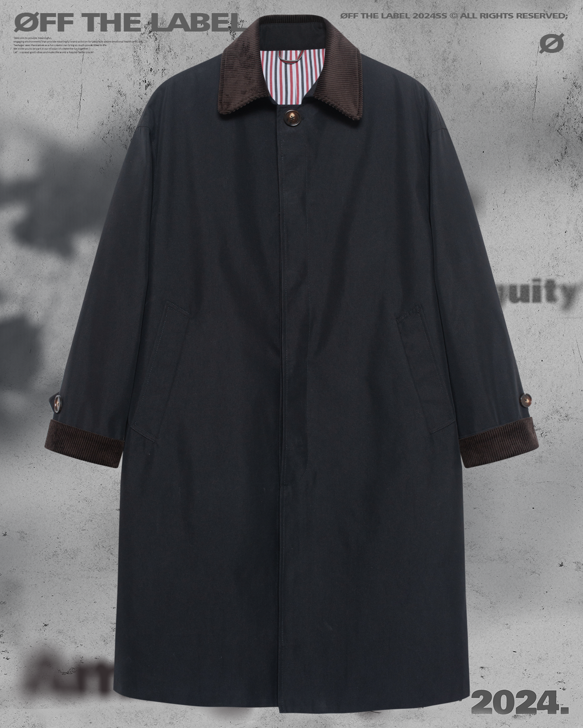 Off The Label corduroy collar trench coat black
