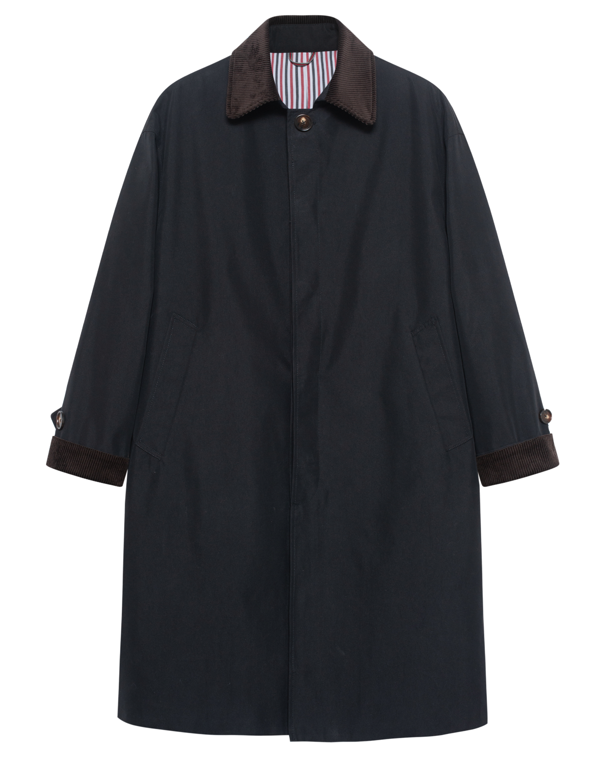 Off The Label corduroy collar trench coat black