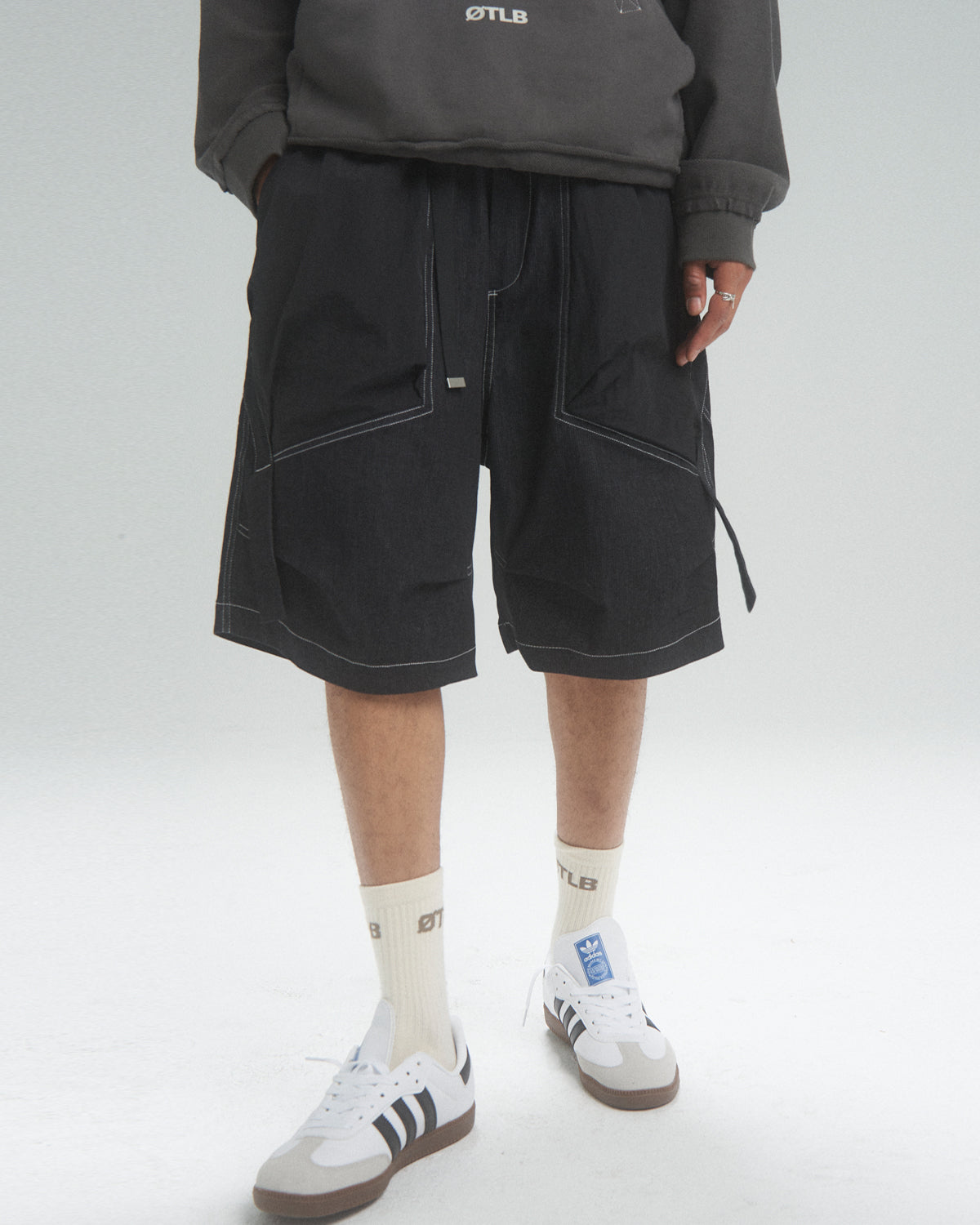 Off The Label soft denim black jorts with seam detail – TAKA Original