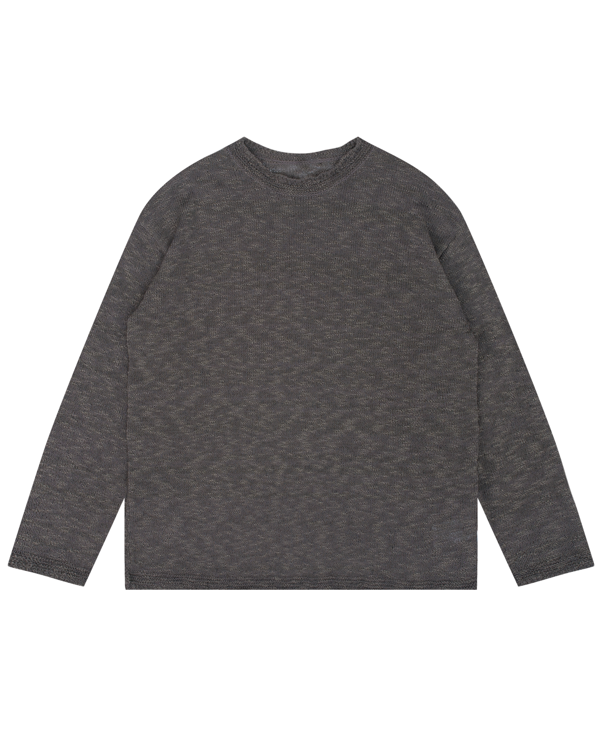 OFF THE LABEL Textured Knit Crewneck Sweater Dark Grey