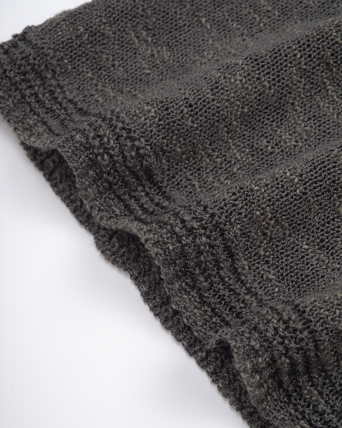 OFF THE LABEL Textured Knit Crewneck Sweater Dark Grey