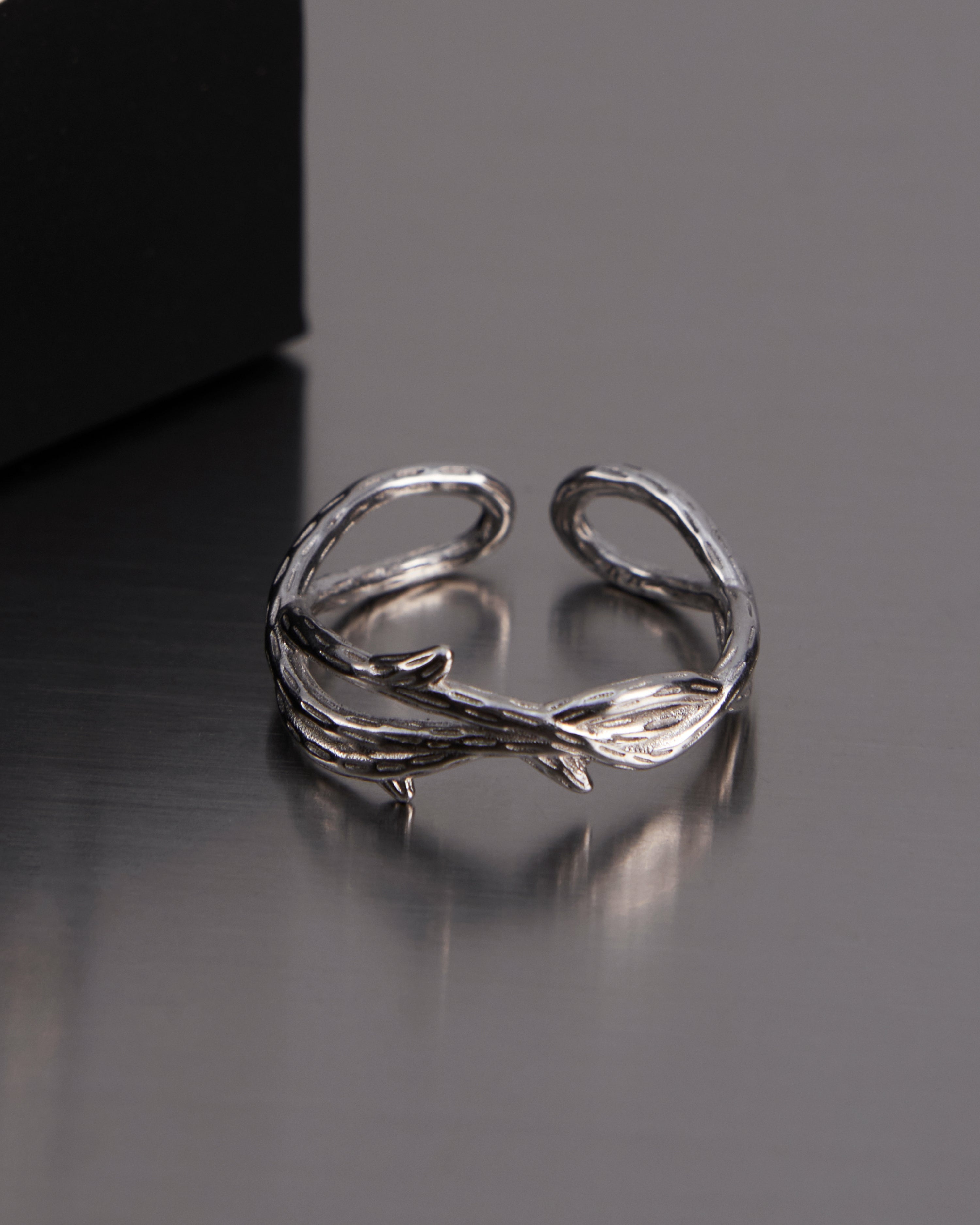 Fun Market thorns and roses pure silver ring thorns