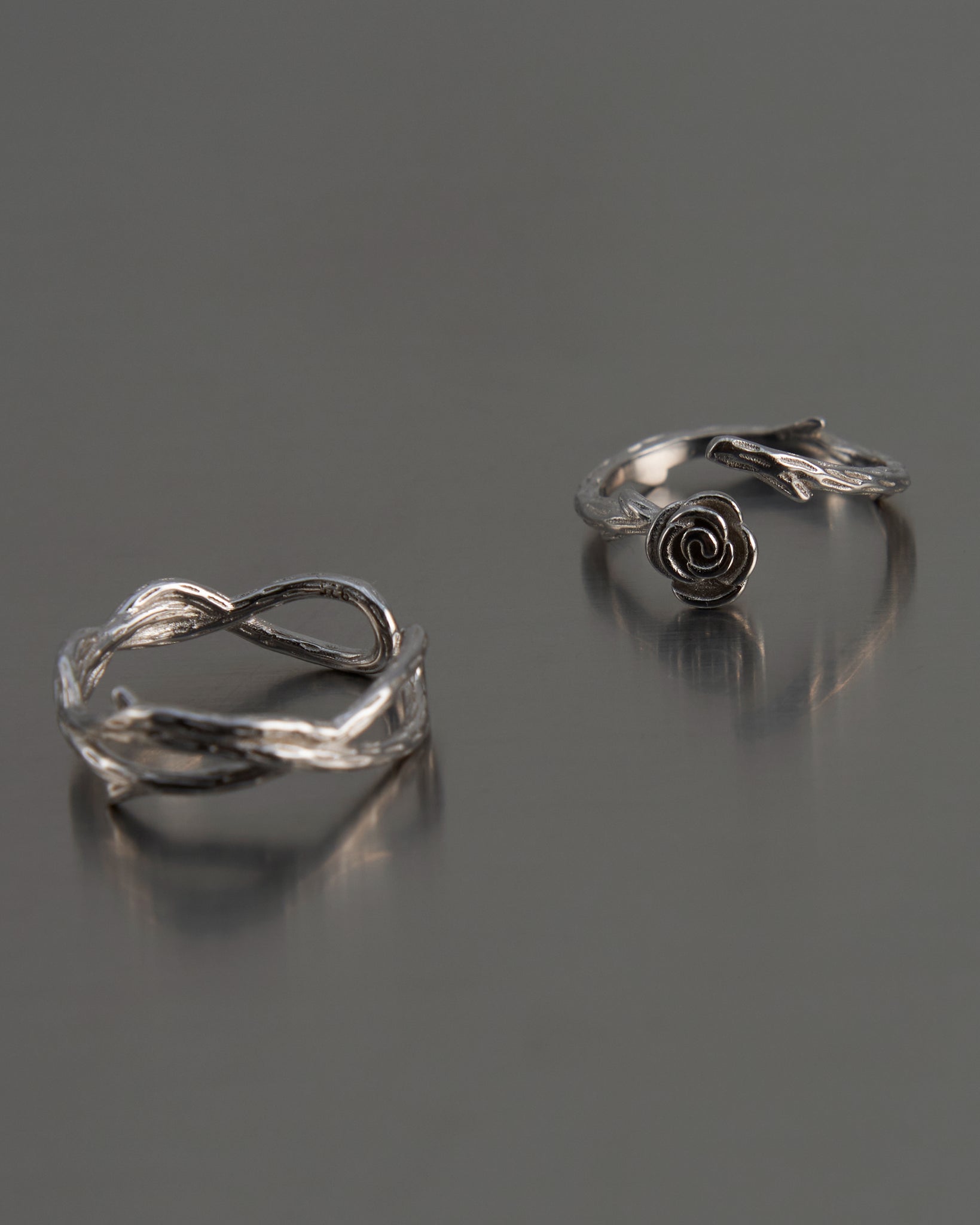 Fun Market thorns and roses pure silver ring rose