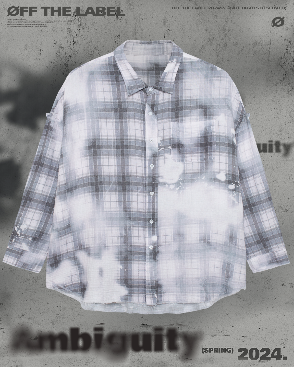 Off The Label ambiguity fading Plaid long sleeved shirt grey