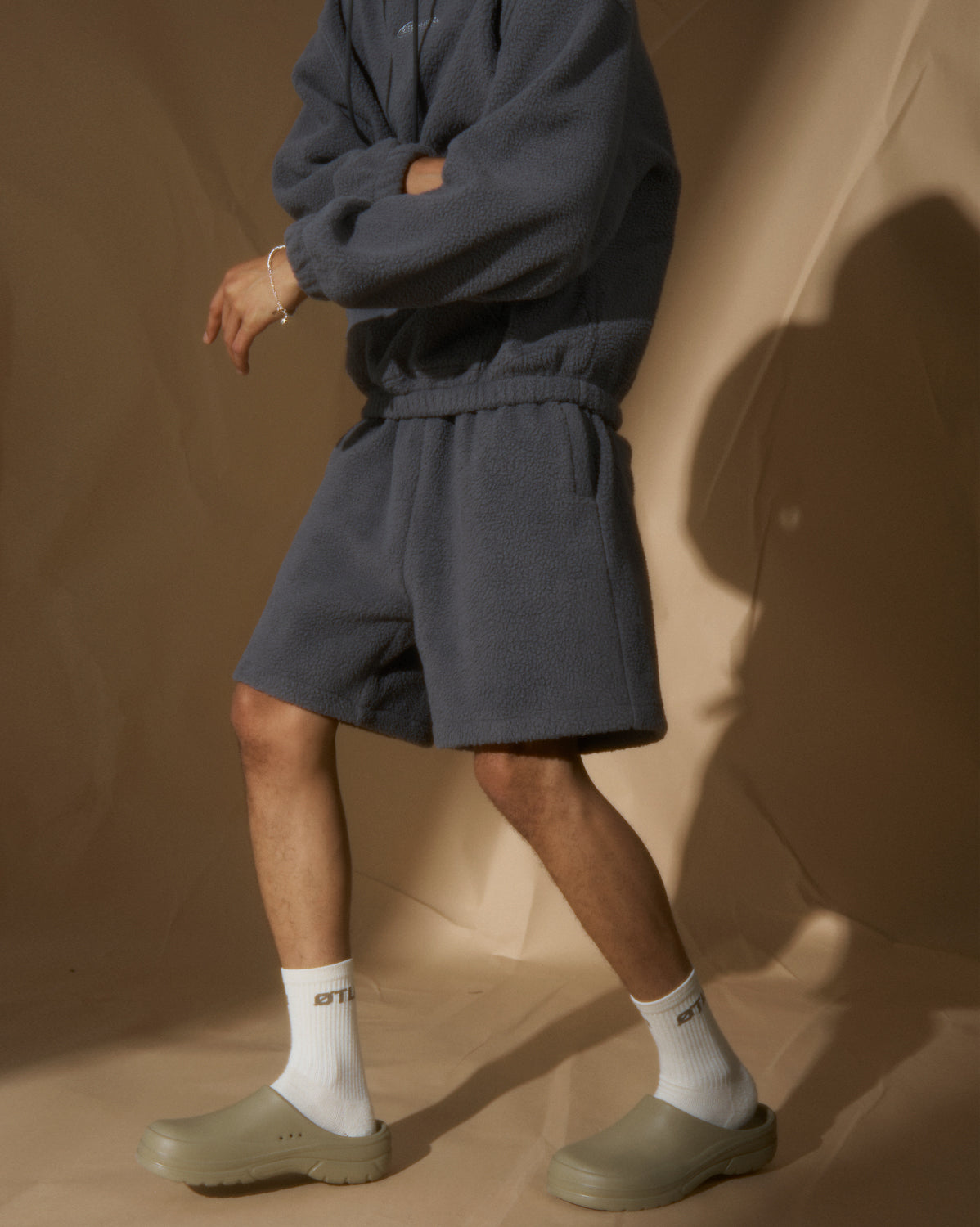 Off The Label fleece hoodie & shorts chillax set
