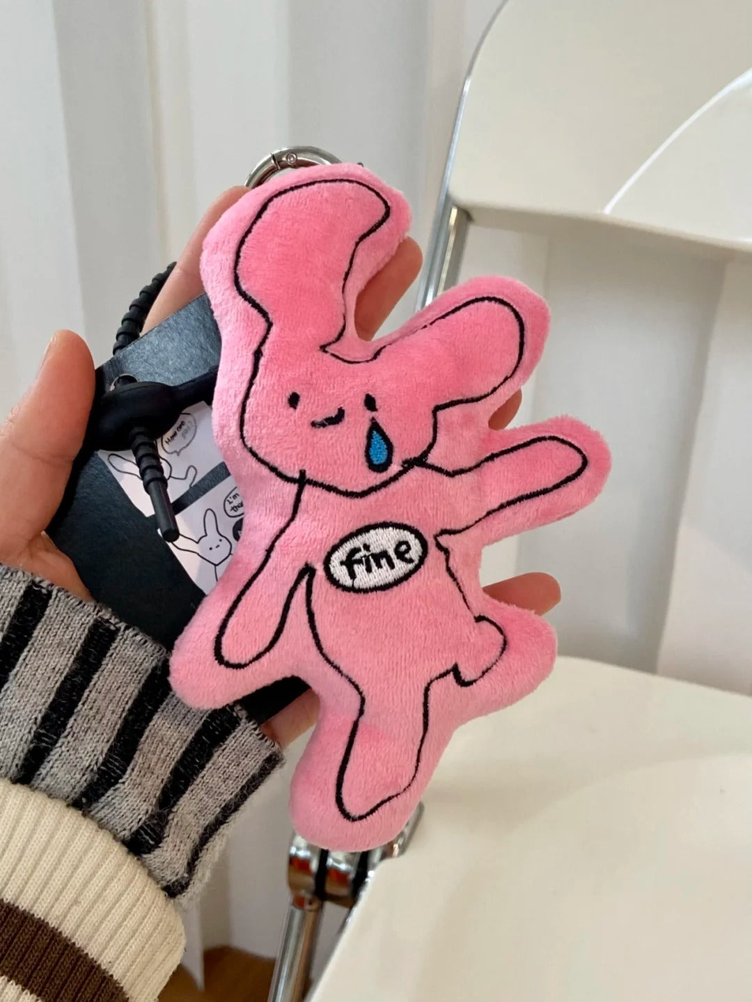 TAKA Fun Market Crying Bunny Plush Charms Pink