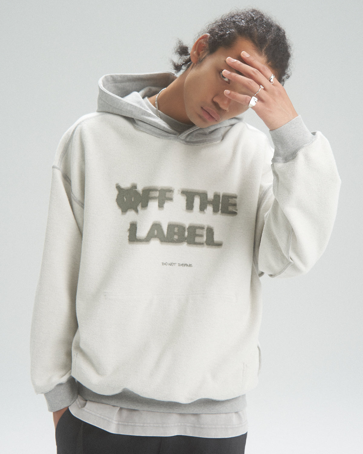 [Welcome Special] Off The Label light grey reversible hoodie