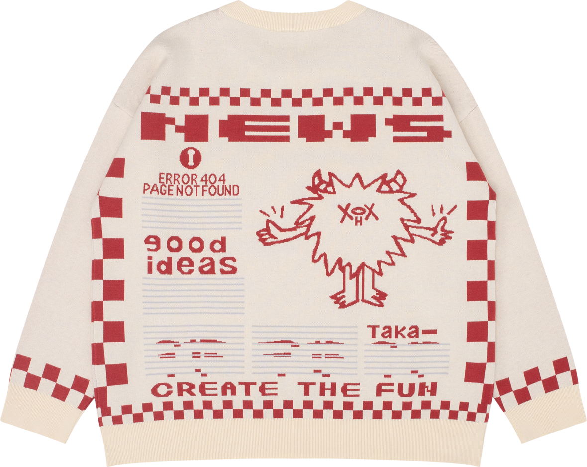 TAKA Original Moody Bob mosaic checkboard knit jumper red