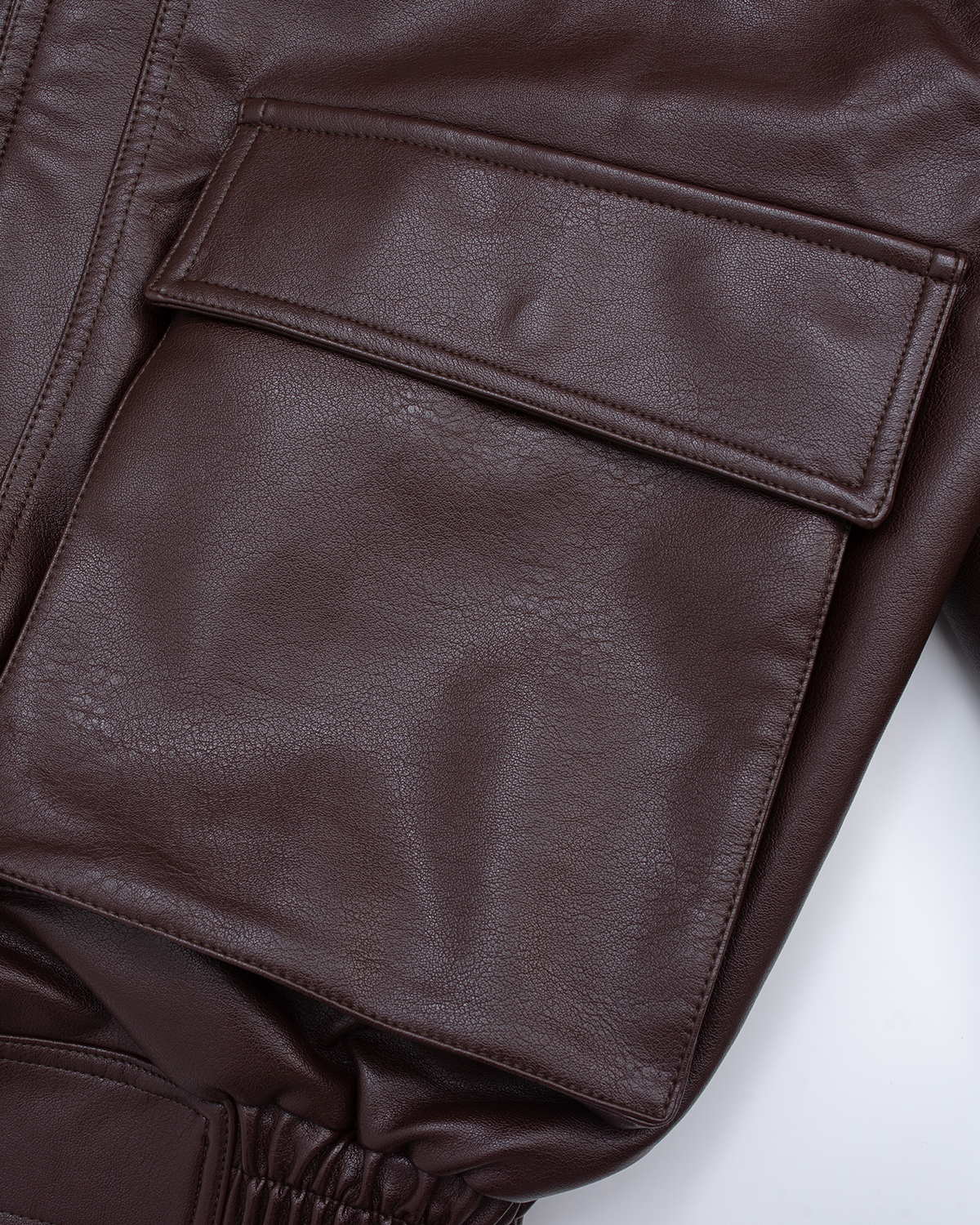 Off The Label cargo-pockets leather bomber jacket brown