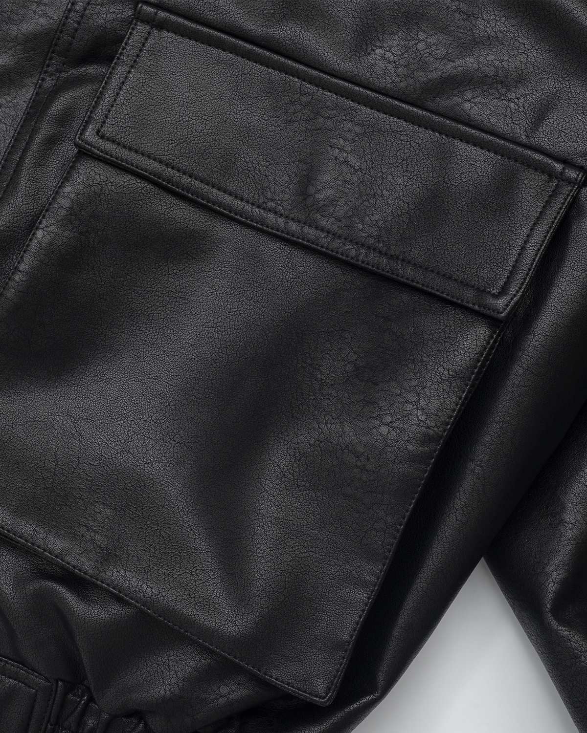 Off The Label cargo-pockets leather bomber jacket black