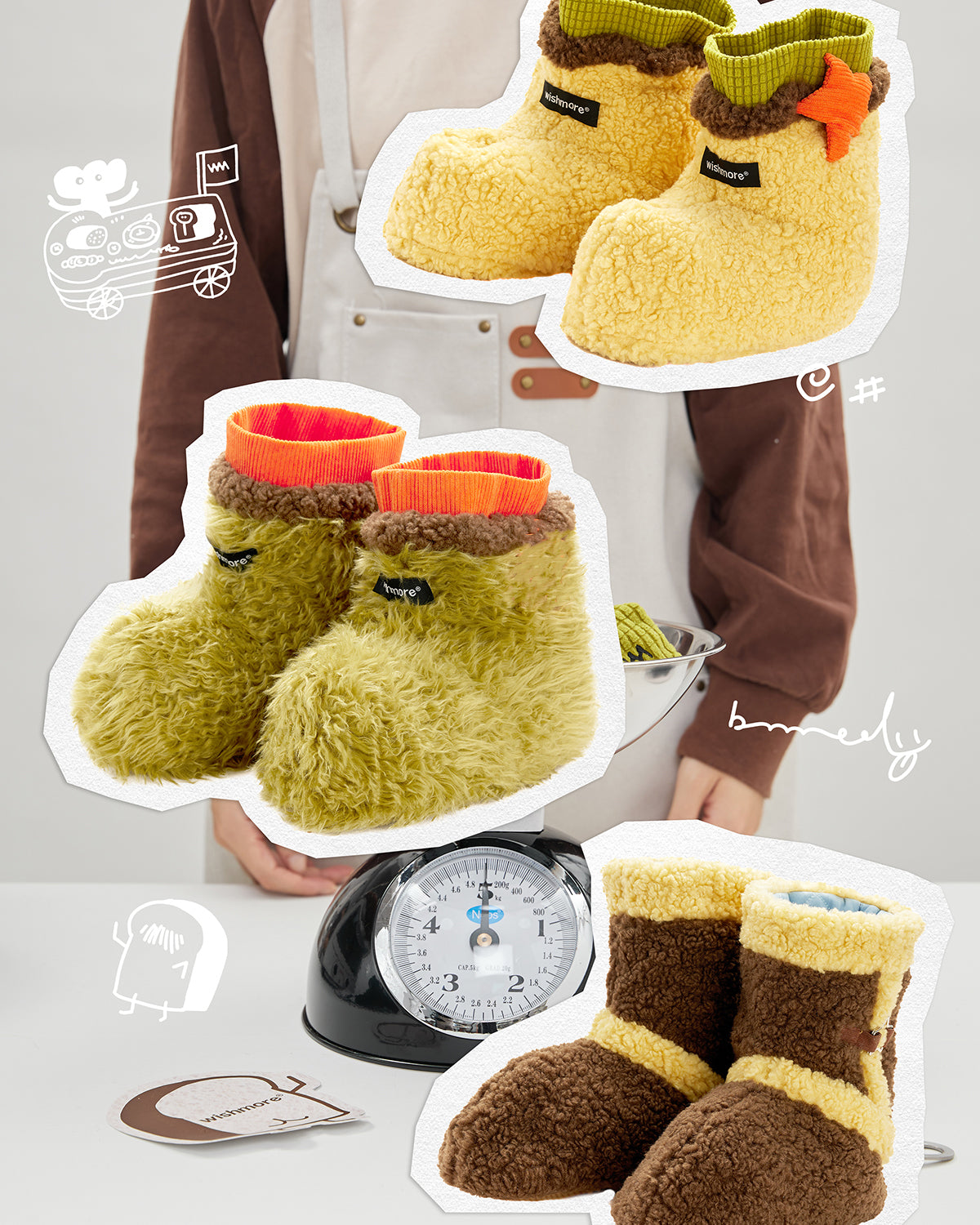 Taka Fun Market Plush Slipper Boots Butter