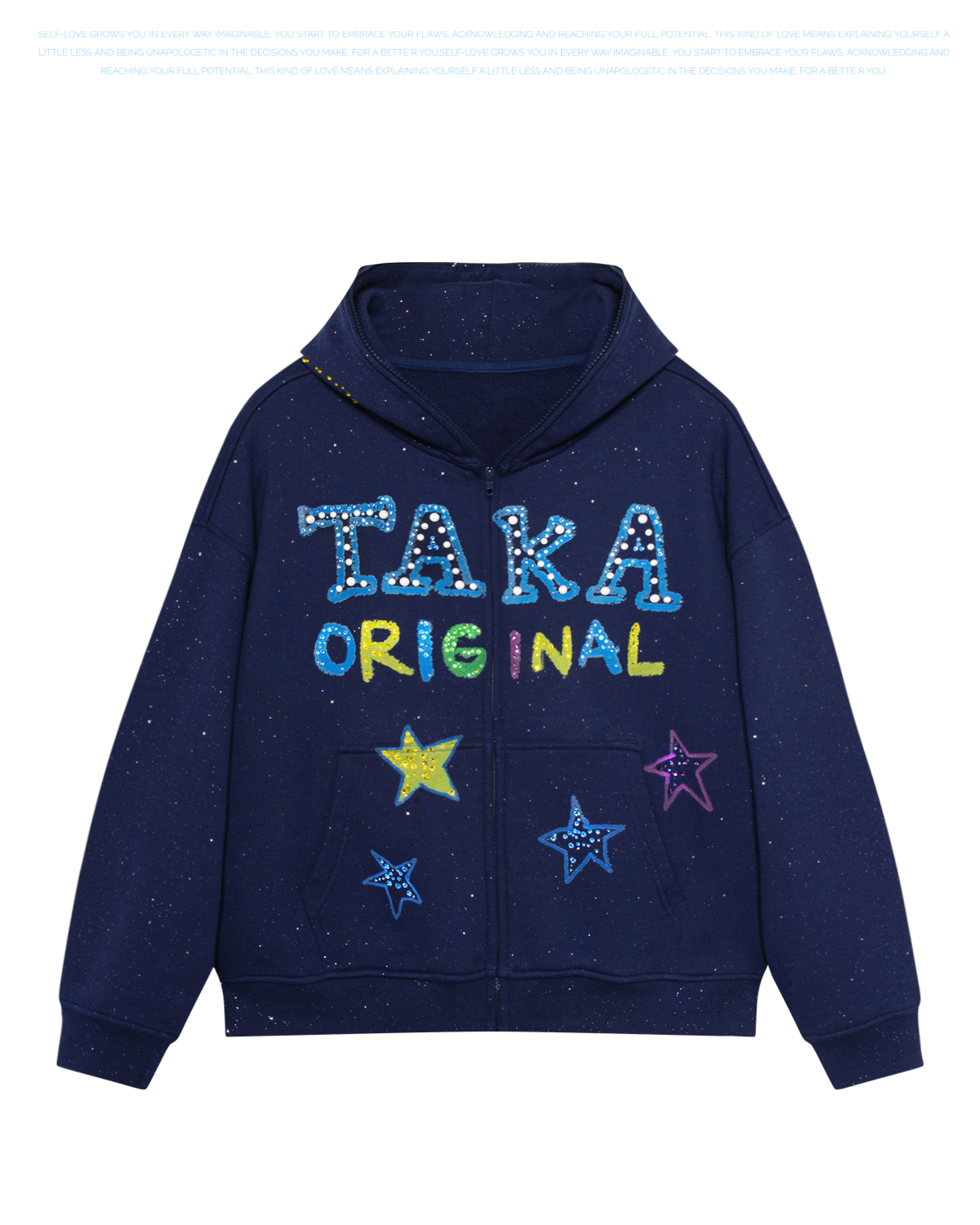 TAKA Original Self-Love Shimmer Night Sky Zip Hoodie