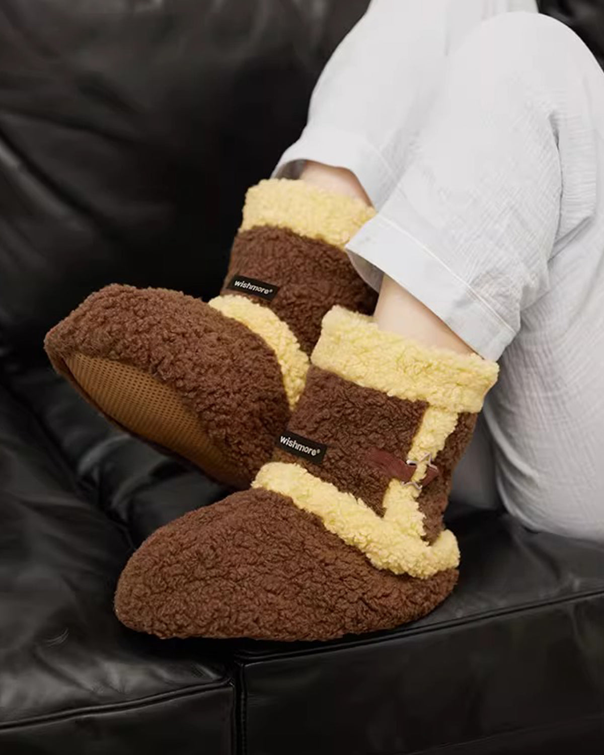 Taka Fun Market Plush Slipper Boots Caramel