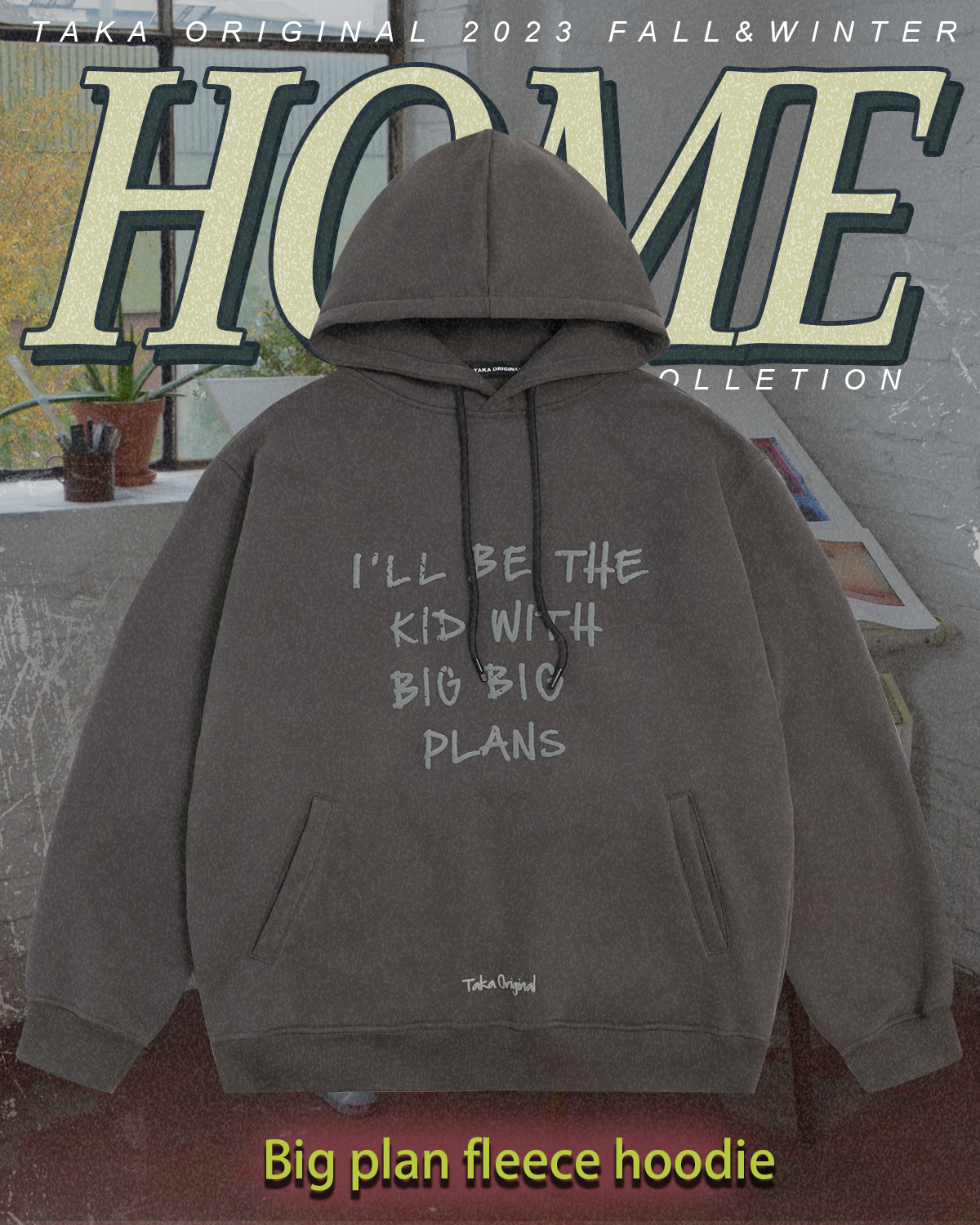 TAKA Original HOME collection big plan fleece hoodie dark grey