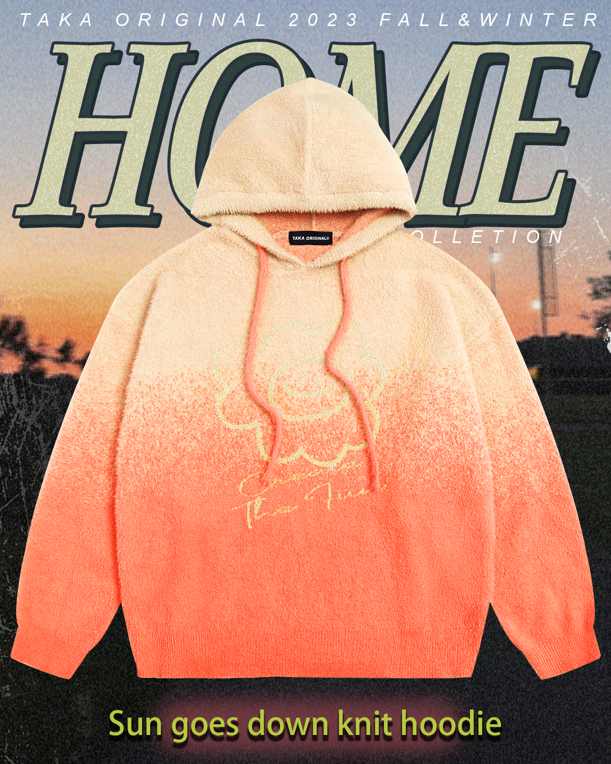 TAKA Original HOME collection sun goes down knit hoodie