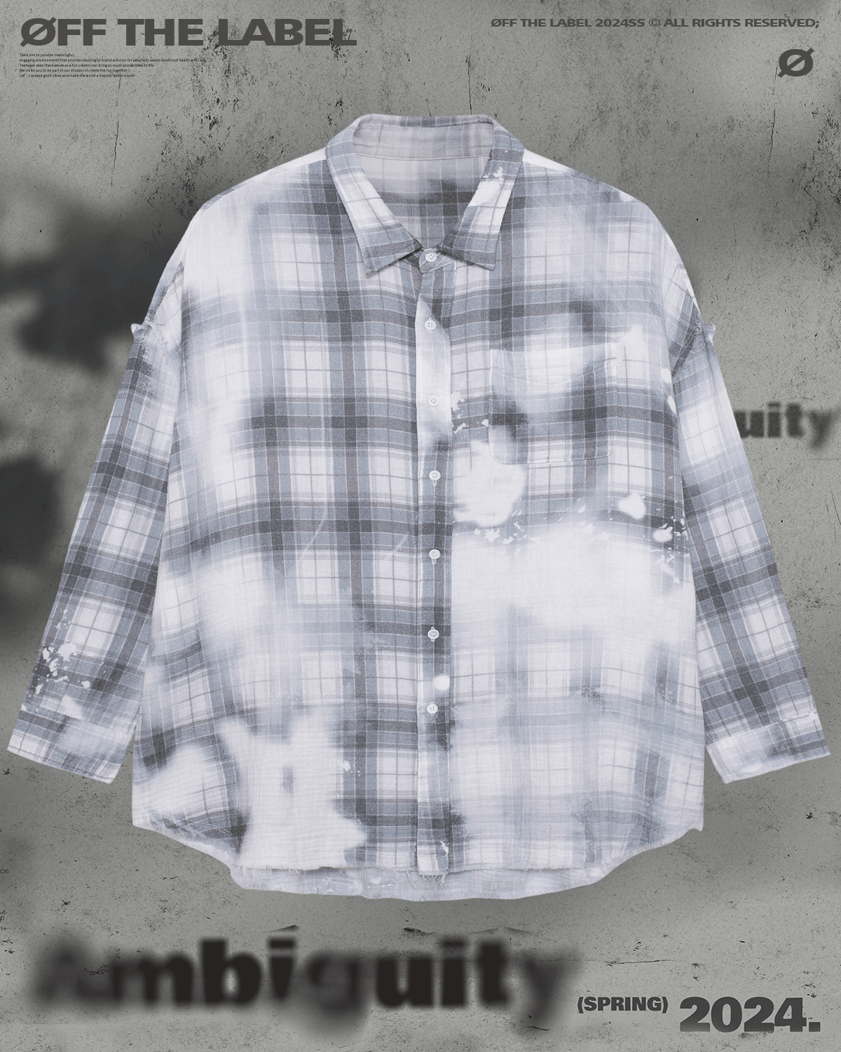 TAKA ORIGINAL LIMITED - Off The Label ambiguity fading Plaid long sleeved shirt grey