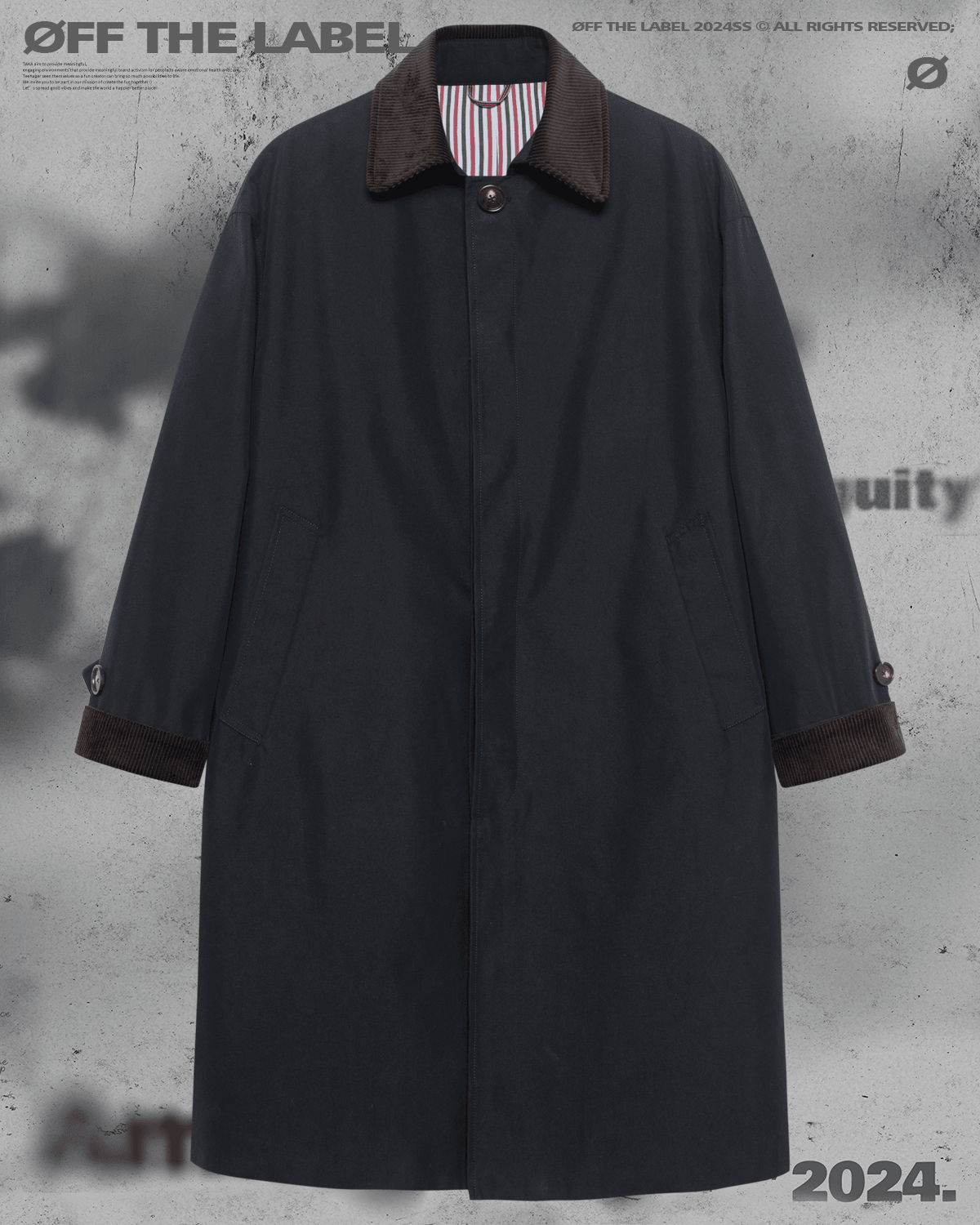 TAKA ORIGINAL LIMITED - Off The Label corduroy collar trench coat black