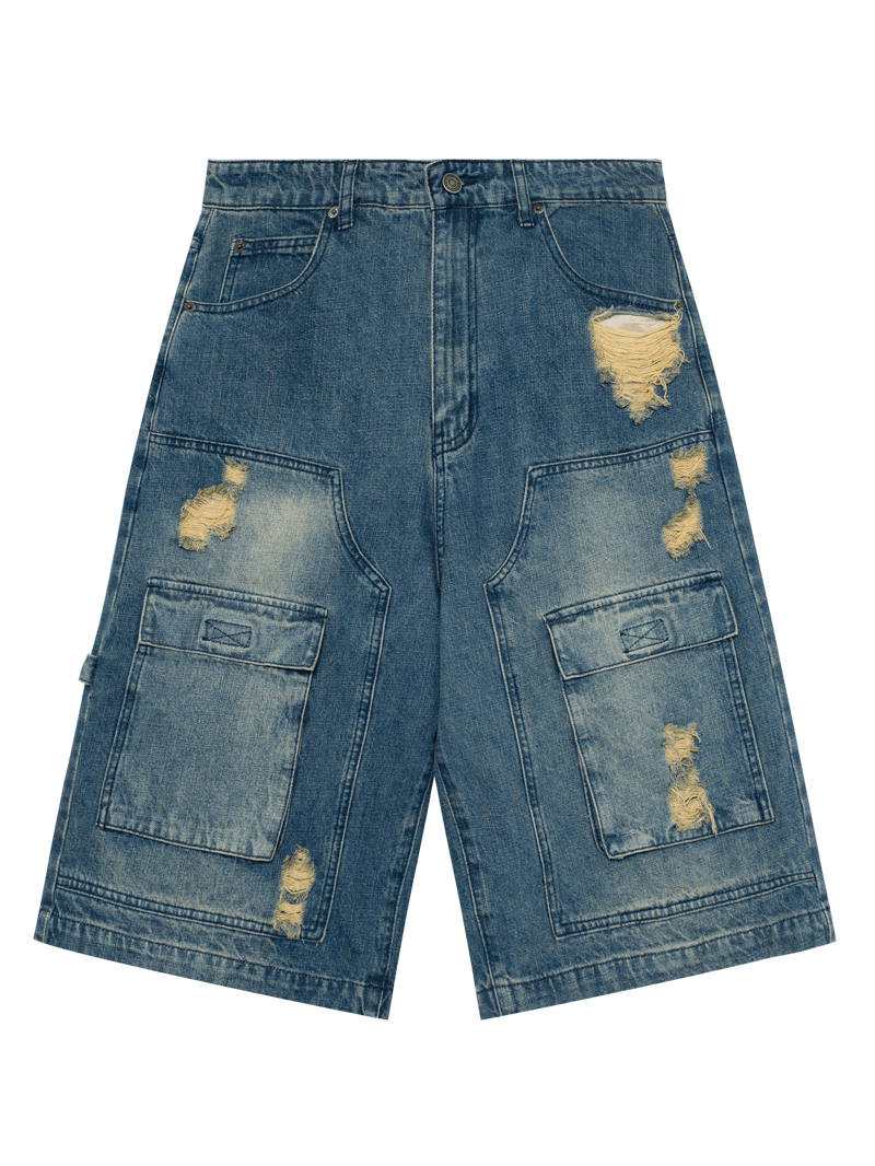 TAKA ORIGINAL LIMITED - Off The Label Heavy Craftsmanship Pocket Cargo Denim Shorts