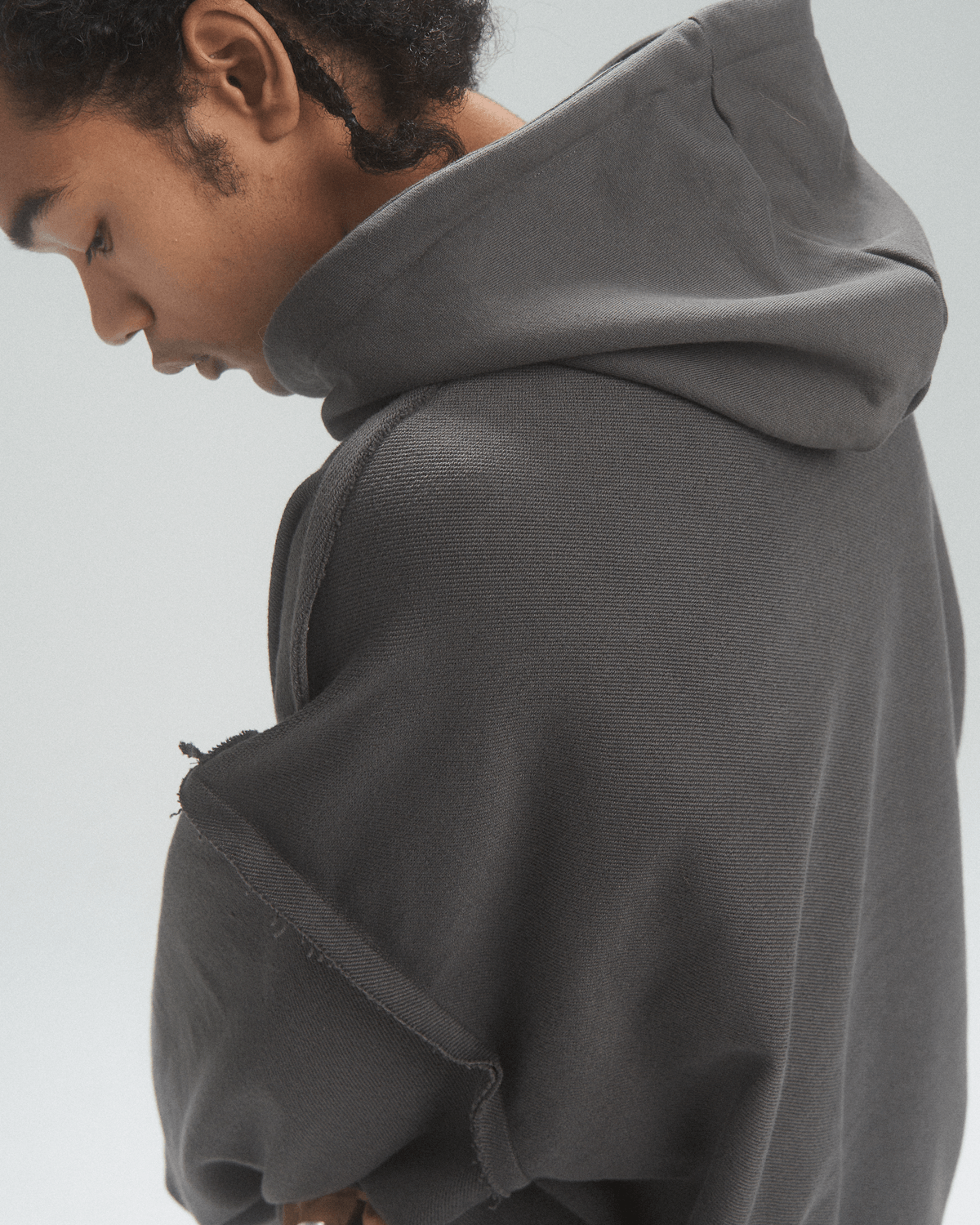 TAKA ORIGINAL LIMITED - Off The Label seam detail distressed steel grey hoodie