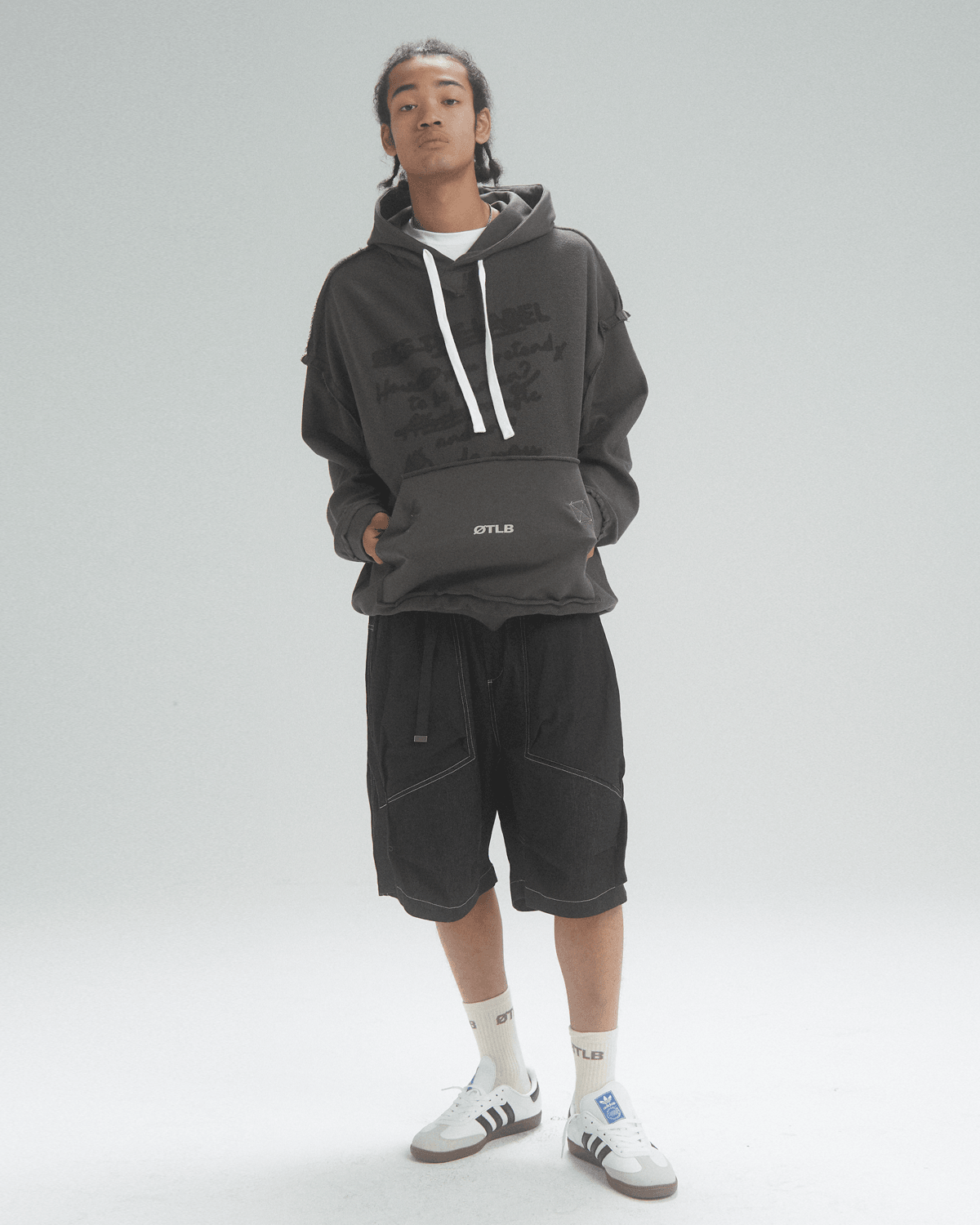 TAKA ORIGINAL LIMITED - Off The Label seam detail distressed steel grey hoodie