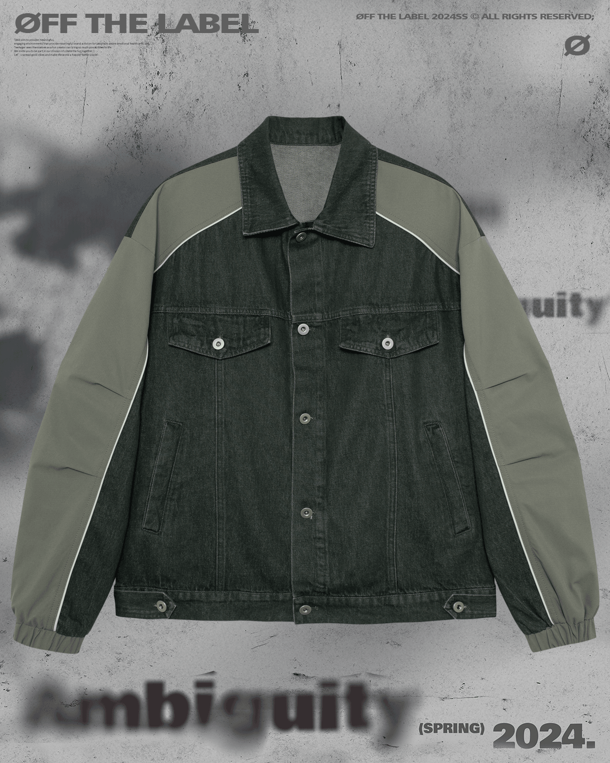 TAKA ORIGINAL LIMITED - Off The Label two-tone denim jacket green