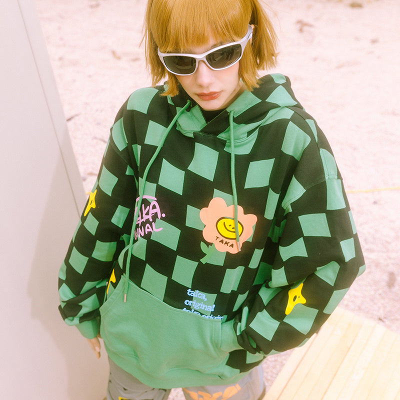 TAKA Original Fun Growing daisy flower star pocket check hoodie