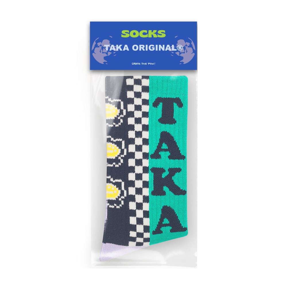 TAKA Original Life is Beautiful Patchwork Logo Socks