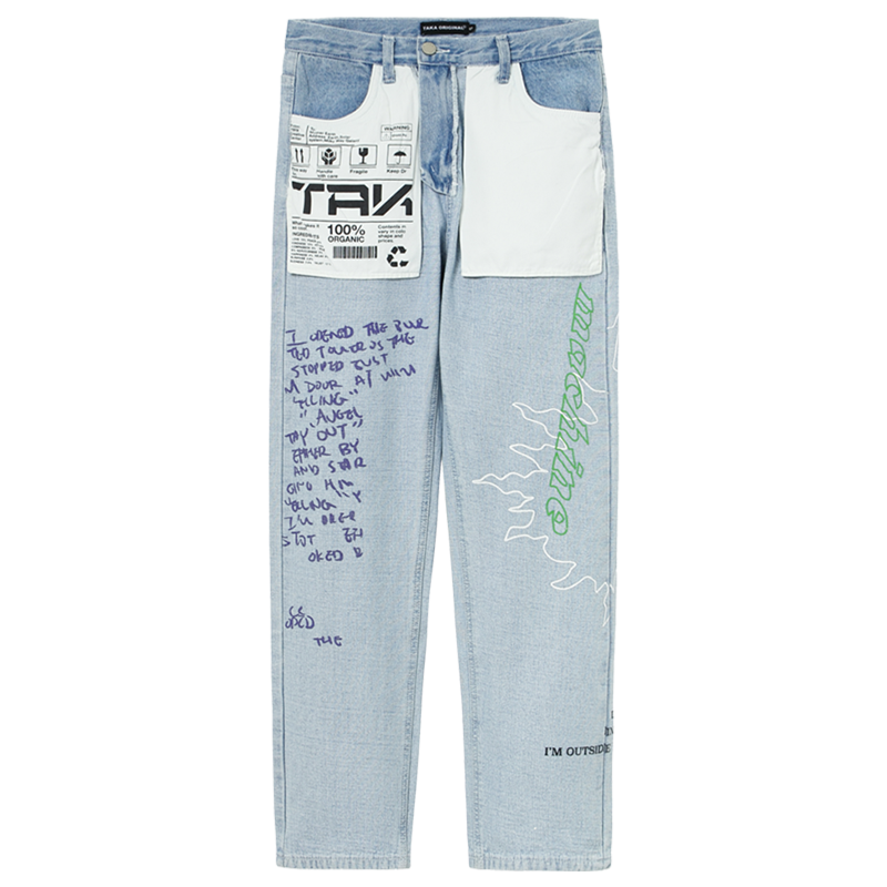 TAKA Original spray paint logo jeans - TAKA ORIGINAL LIMITED