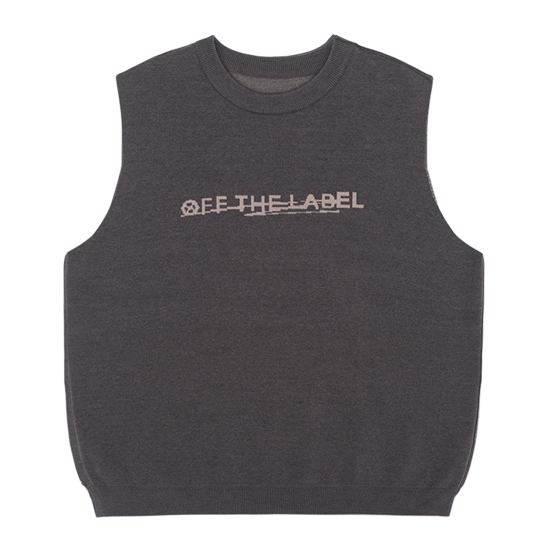 Off The Label side slit logo vest steel grey