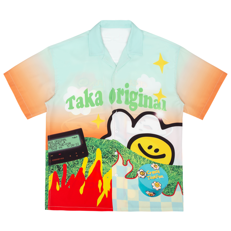 TAKA Original That's Fun sunrise logo pattern shortsleeve shirt