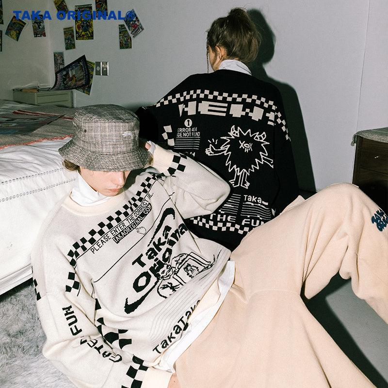 Taka Color TAKA Original checkboard cream mosaic checkboard knit jumper | cream ...