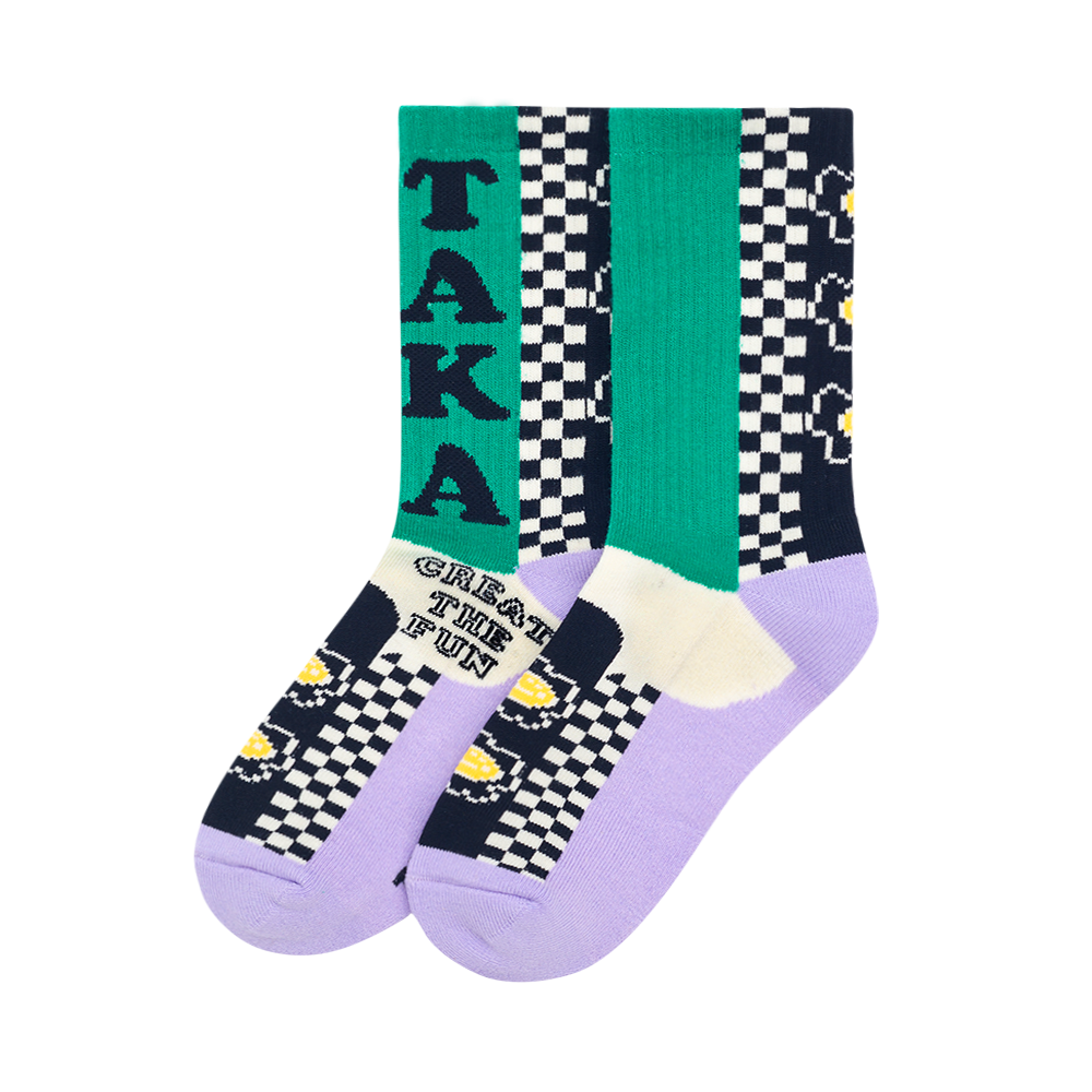 TAKA Original Life is Beautiful Patchwork Logo Socks
