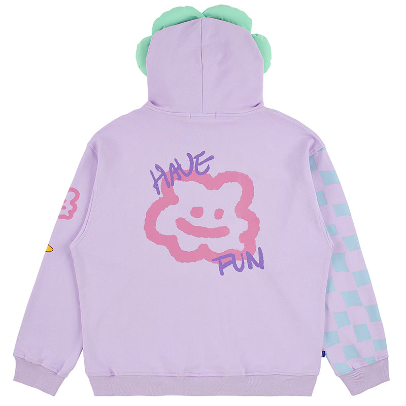 TAKA Original Fun Growing lilac full zipper color block daisy flower hoodie