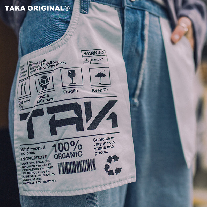 TAKA Original spray paint logo jeans - TAKA ORIGINAL LIMITED