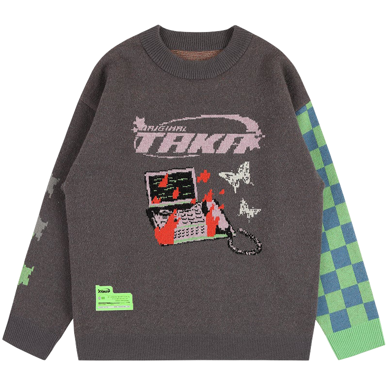 TAKA Original [ Eternet 001] Cyberweb checkboard knit jumper - TAKA ORIGINAL LIMITED