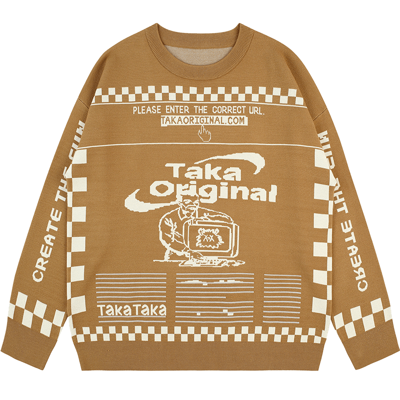 TAKA Original Moody Bob mosaic checkboard knit jumper