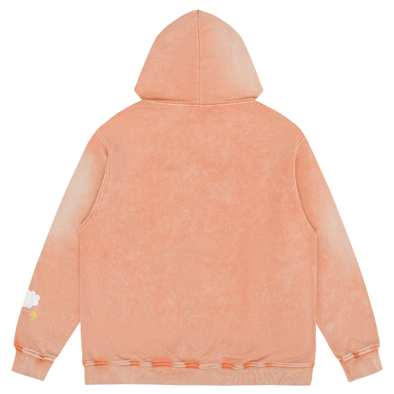 TAKA Original That's Fun stone wash cloudy sky hoodie orange