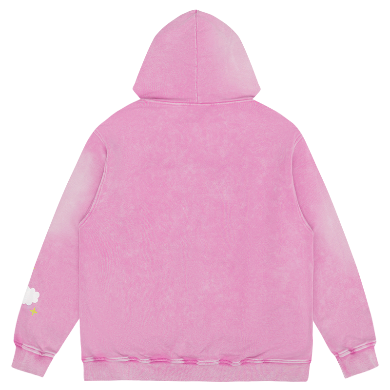 TAKA Original That's Fun stone wash cloudy sky hoodie pink