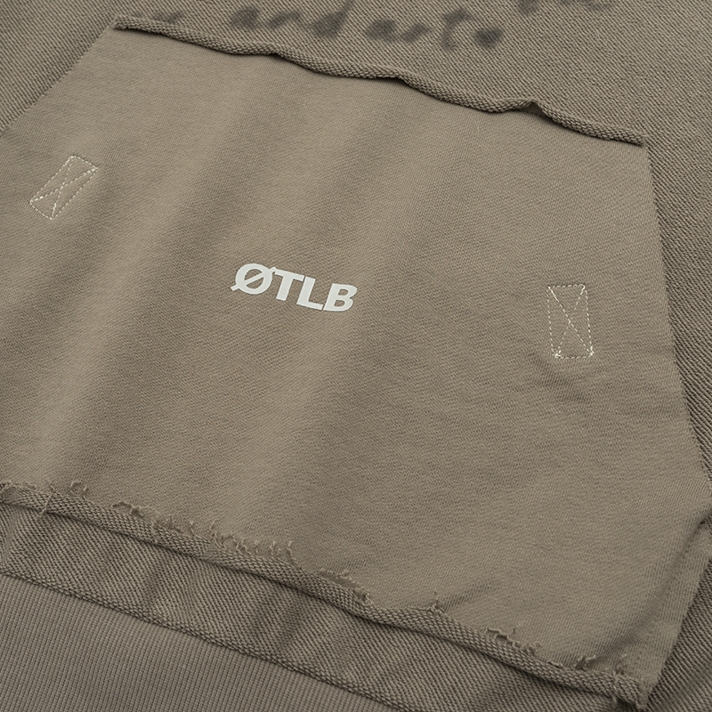 Off The Label seam detail distressed dark olive hoodie