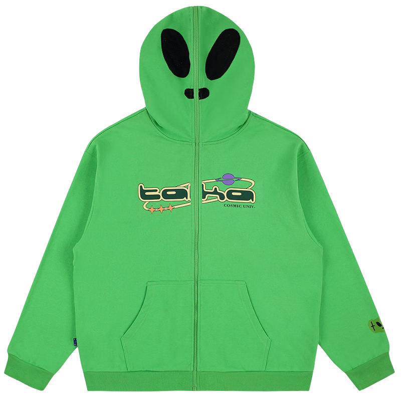 TAKA Original Cosmic Univ Alien full zipper sweater green