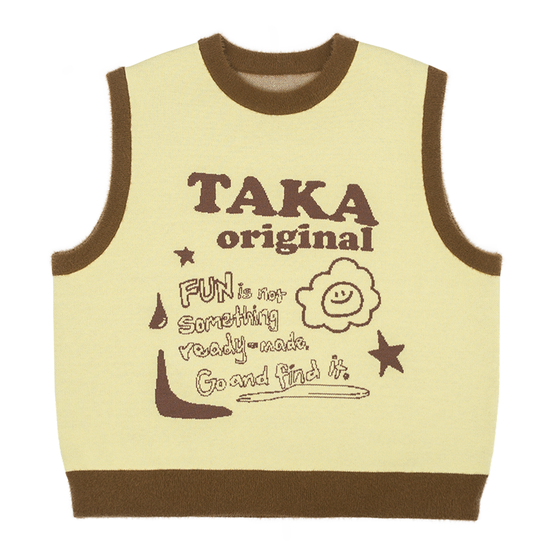 TAKA Original That's Fun Daisy cheese cake knit vest