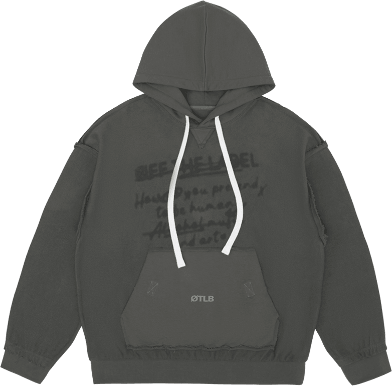 TAKA ORIGINAL LIMITED - Off The Label seam detail distressed steel grey hoodie