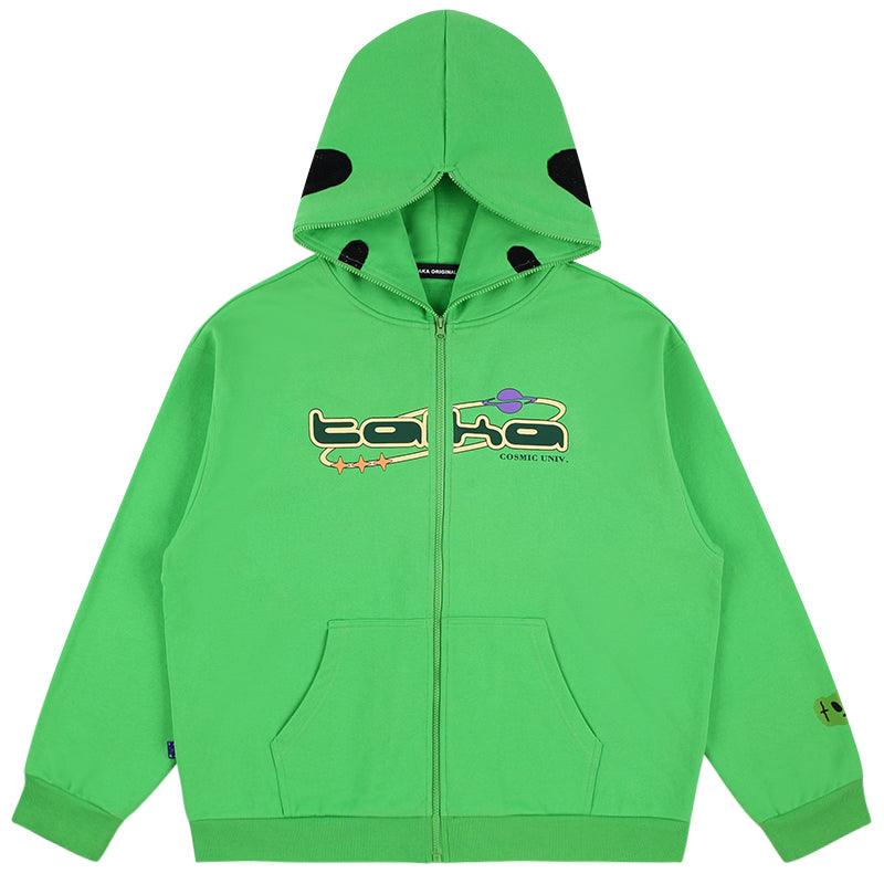 TAKA ORIGINAL LIMITED - TAKA Original Cosmic Univ Alien full zipper sweater green