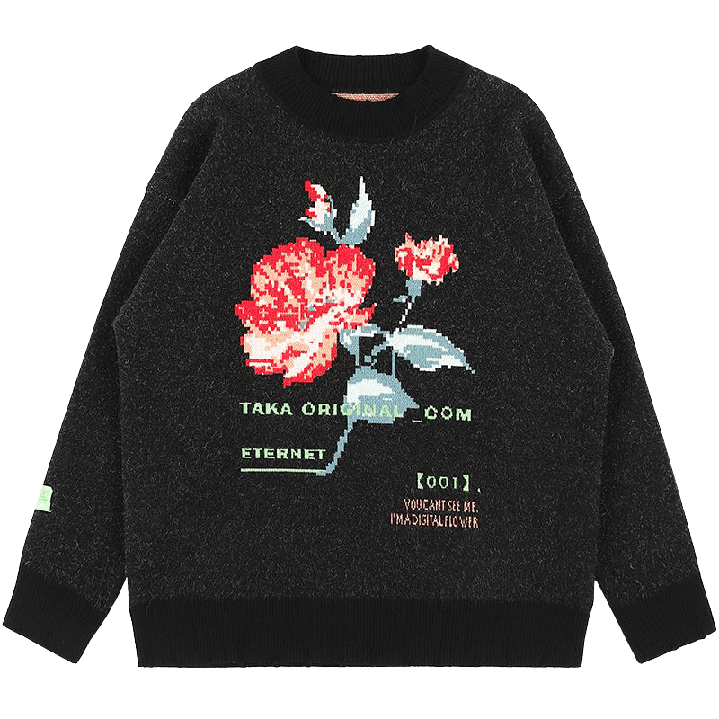 TAKA ORIGINAL LIMITED - TAKA Original [ Eternet 001] pixel floral crewneck knit jumper